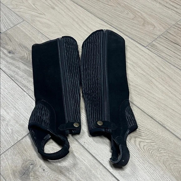 Black Equestrian Riding Half Chaps - Picture 1 of 5